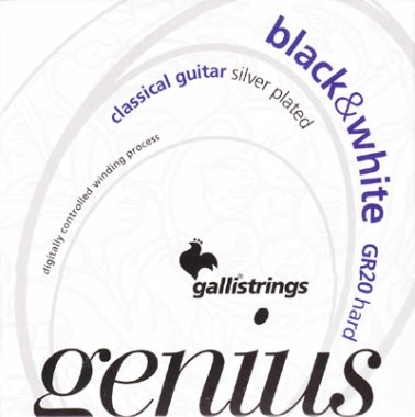 Galli Genius GR20 Black / White HT Nylon Guitar Strings, Full Set