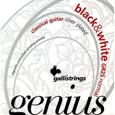 Galli Genius GR25 Black / White NT Nylon Guitar Strings, Full Set