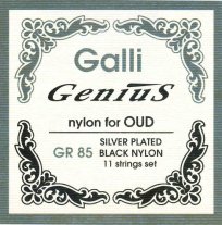 Galli Genius Oud Silverplated Black Nylon 11 String Set, 22-24