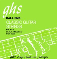 GHS 2000 Black Nylon Treb, Phos Bronze Bass HT Guitar Strings Full Set