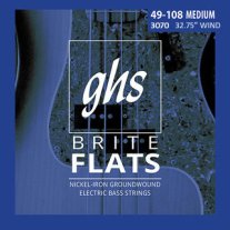 GHS 3070 Brite Flats Electric Bass Medium Gauge Short Scale 49-108
