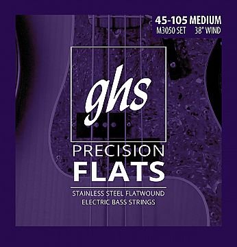GHS M3050 Precision Flats Stainless Steel Medium Bass Strings 45-105