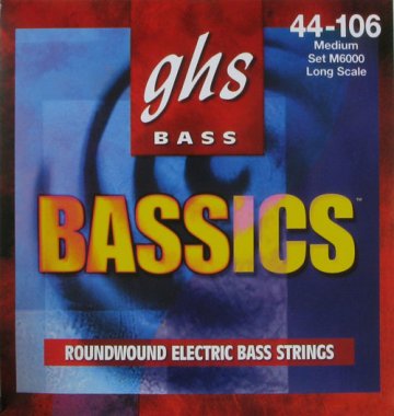 GHS M6000 Bassics Roundwound Electric Bass Strings 44-106 Long Scale
