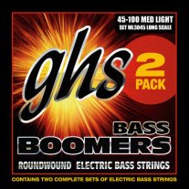 GHS ML3045 Boomers Roundwound Bass Strings 45-100, Med Light, 2 pack