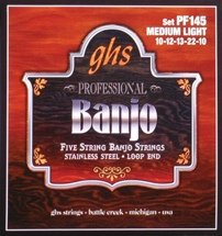 GHS PF145 Professional Banjo, Medium Light Gauge 5 String, Full Set