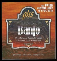GHS PF155 Pro Banjo, 5 String Stainless Steel, Custom Light, Full Set