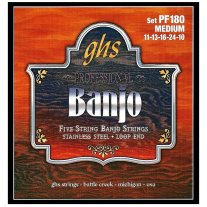 GHS PF180 Pro Banjo, 5 String Stainless Steel, Medium, Loop, Full Set