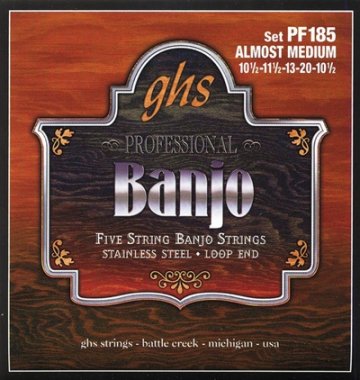 GHS PF185 Pro Banjo, 5 String Stainless Steel, Almost Med, Full Set