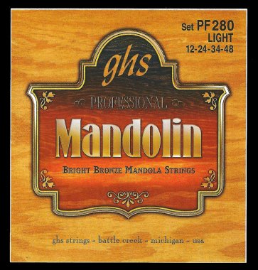 GHS PF280 Bright Bronze Mandola Strings, Light, Loop End 12-48