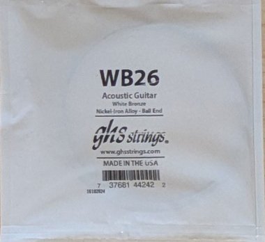 GHS White Bronze Acoustic Guitar Single String, .026