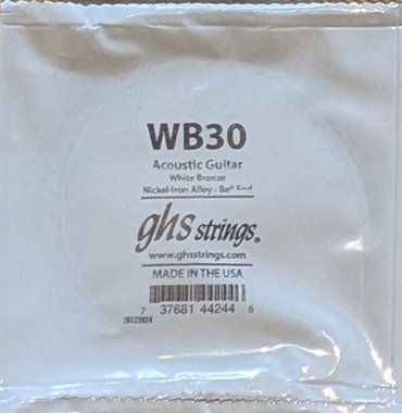 GHS White Bronze Acoustic Guitar Single String, .030