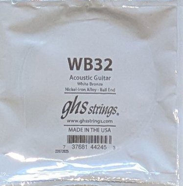 GHS White Bronze Acoustic Guitar Single String, .032