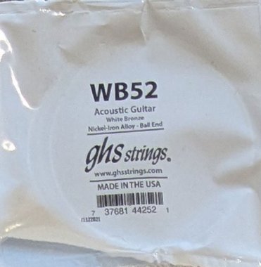GHS White Bronze Acoustic Guitar Single String, .052