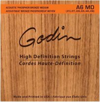 Godin A6MD Phosphor Bronze Acoustic Guitar Strings, Medium 13-56