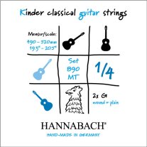 Hannabach Kinder Guitar Strings 1/4 size (49-52cm) 890MT, Full Set
