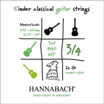 Hannabach Kinder Guitar Strings 3/4 size (57 - 61cm) 890MT, Full Set