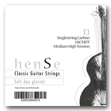 Hense Carbon Series Classical Guitar String, Med High Single 1st e