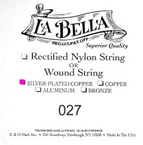 La Bella .027 Silver Wound Bass String, Single String