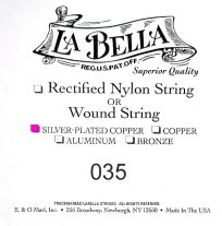 La Bella .035 Silver Wound Bass String, Single String