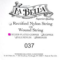 La Bella .037 Silver Wound Bass String, Single String