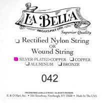 La Bella .042 Silver Wound Bass String, Single String