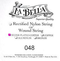 La Bella .048 Silver Wound Bass String, Single String