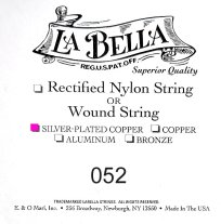 La Bella .052 Silver Wound Bass String, Single String