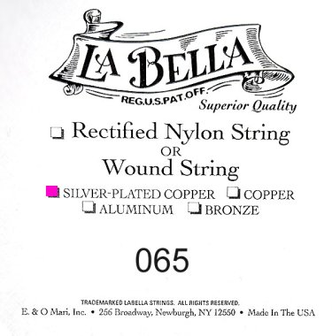 La Bella .065 Silver Wound Bass String, Single String