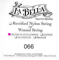La Bella .066 Silver Wound Bass String, Single String