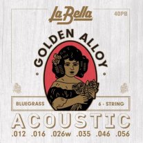 La Bella 40PB 80/20 Golden Alloy Acoustic Guitar Bluegrass 12-56