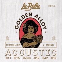 La Bella 40PCL 80/20 Golden Alloy Acoustic Guitar Custom Lt 11-52