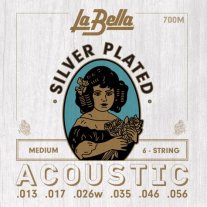 La Bella 700M Silver Plated Acoustic Guitar Strings Med 13-56