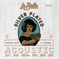 La Bella 700ML Silver Plated Acoustic Guitar Strings Med-Lt 11-52