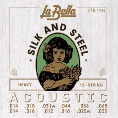 La Bella 710-12H Silk and Steel 12 String Acoustic Guitar Heavy 14-68