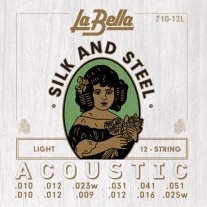 La Bella 710-12L Silk and Steel 12 String Acoustic Guitar Light 10-51