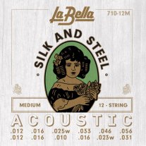 La Bella 710-12M Silk and Steel 12 String Acoustic Guitar Med 12-56