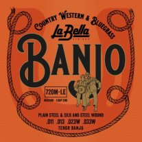 La Bella 720M-LE Tenor Banjo, Medium, Loop End (.011-.033)