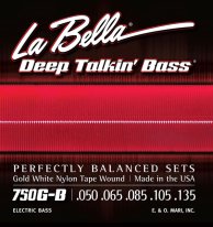 La Bella 750G-B Gold White Nylon Tape Wound Electric Bass (50-135)