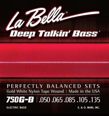 La Bella 750G-B Gold White Nylon Tape Wound Electric Bass (50-135)