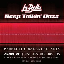 La Bella 750N-B 5 String Black Nylon Bass Guitar strings (50-135)