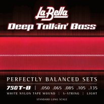 La Bella 750T-B White Nylon Tape Wound 5 String Bass Set (50-135)