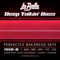 La Bella 760C-B Copper White Nylon Tape Wound 5 String Bass (60-135)