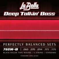 La Bella 760N-B 5 String Black Nylon Bass Guitar strings (60-135)
