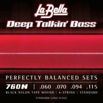 La Bella 760N Black Nylon Bass Guitar strings (60-115)
