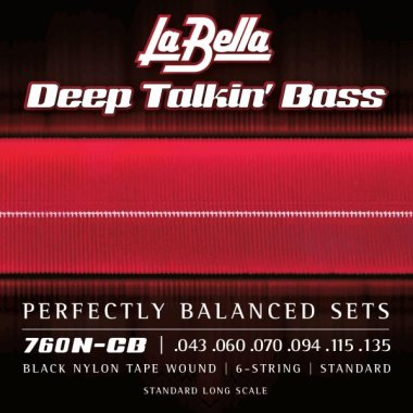 La Bella 760N-CB 6 String Black Nylon Tape Wound Bass Strings (43-135)