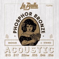 La Bella 7GPM Phosphor Bronze Acoustic Guitar Strings Med 13-56