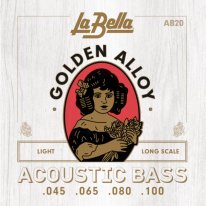 La Bella AB20 Golden Alloy Acoustic Bass Strings, Light 45-100