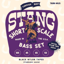 La Bella Black Nylon Tape 760N-MUS Thru-Body Short Scale Bass Strings (50-105)