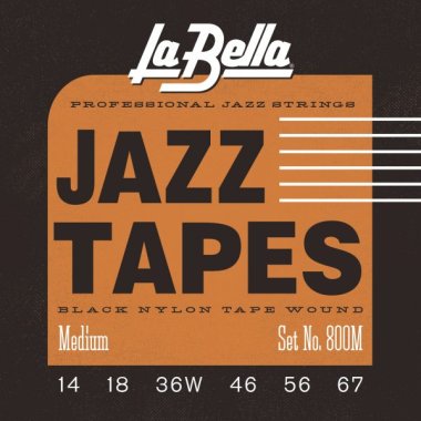 La Bella Black Nylon Tape Wound 800M Electric Guitar Medium 14-67