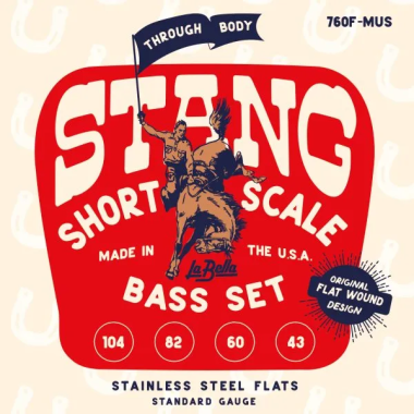La Bella Flat Wound 760F-MUS Thru-Body Short Scale Bass Strings (43-104)